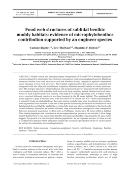 Food Web Structures of Subtidal Benthic Muddy Habitats: Evidence of Microphytobenthos Contribution Supported by an Engineer Species