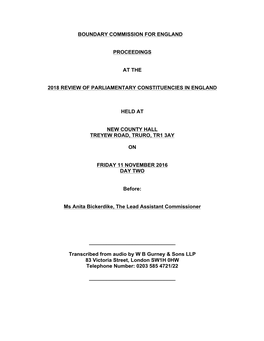 Boundary Commission for England Proceedings At