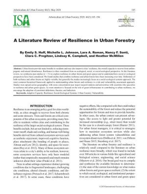 A Literature Review of Resilience in Urban Forestry