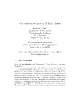 On Collineation Groups of Finite Planes