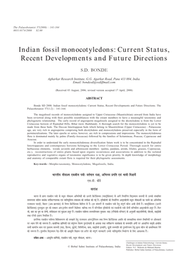 Indian Fossil Monocotyledons: Current Status, Recent Developments and Future Directions