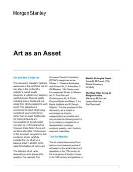 Art As an Asset