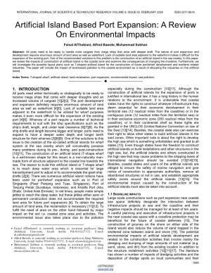 Artificial Island Based Port Expansion: a Review on Environmental Impacts