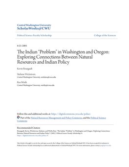 The Indian “Problem” in Washington and Oregon: Exploring Connections Between Natural Resources and Indian Policy