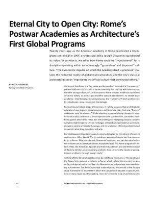 Rome's Postwar Academies As Architecture's First Global Programs