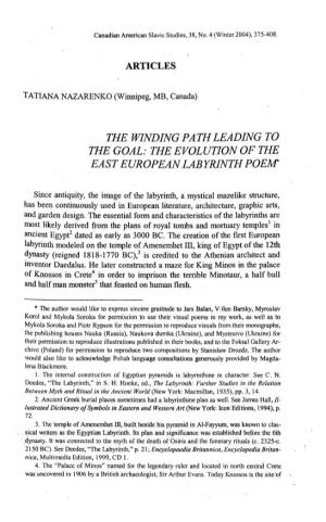 The Winding Path Leading to the Goal: the Evolution of the East European Labyrinth Poem