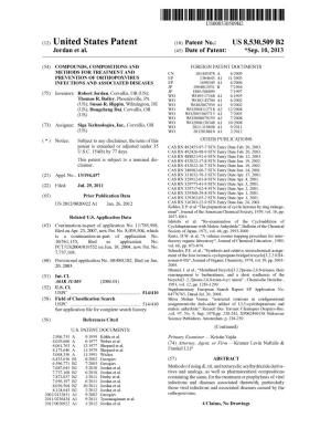 (12) United States Patent (10) Patent No.: US 8,530,509 B2 Jordan Et Al