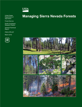 Managing Sierra Nevada Forests Agriculture Forest Service Pacific Southwest Research Station General Technical Report