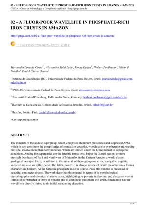 02 - a FLUOR-POOR WAVELLITE in PHOSPHATE-RICH IRON CRUSTS in AMAZON - 05-29-2020 GMGA - Grupo De Mineralogia E Geoquímica Aplicada