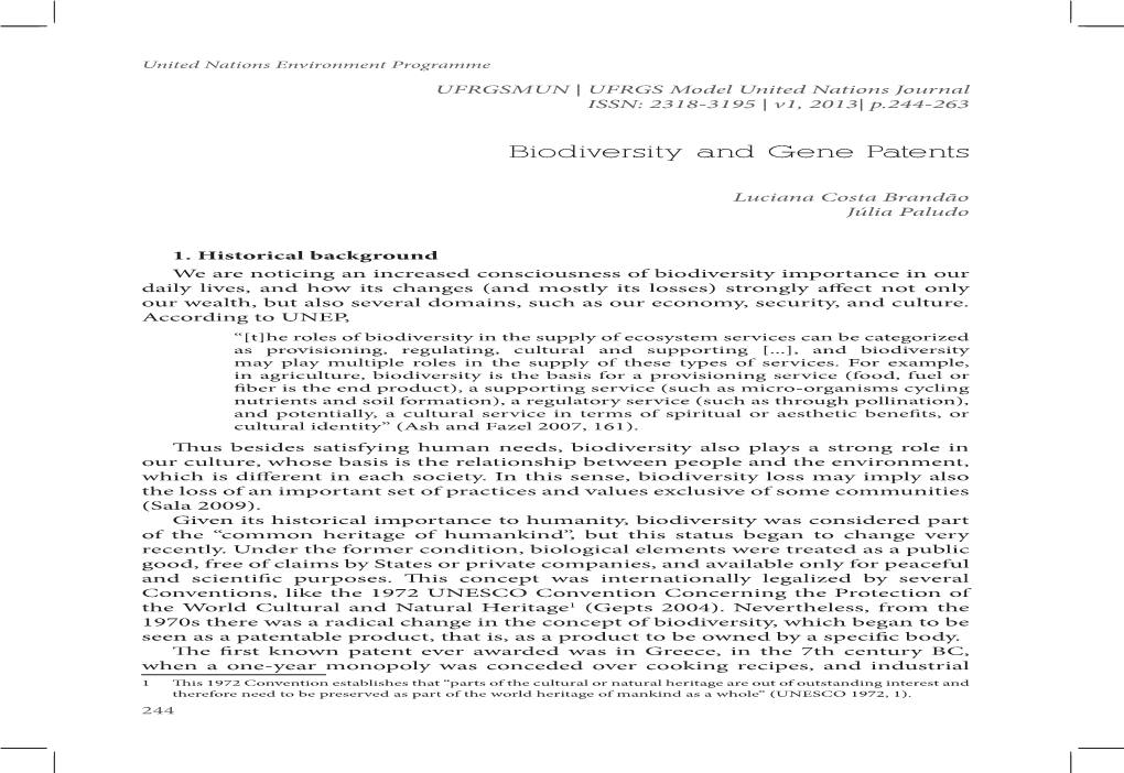 Biodiversity and Gene Patents