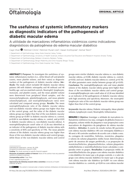 The Usefulness of Systemic Inflammatory Markers As Diagnostic