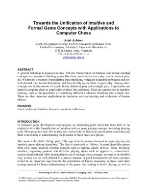 Towards the Unification of Intuitive and Formal Game Concepts with Applications to Computer Chess
