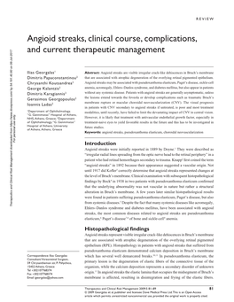 Angioid Streaks, Clinical Course, Complications, and Current Therapeutic Management
