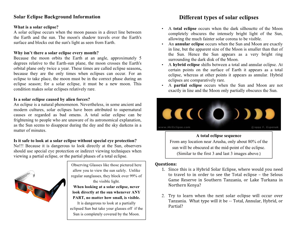 Different Types of Solar Eclipses