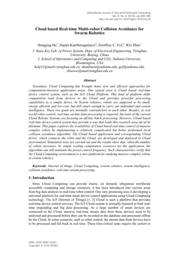 Cloud Based Real-Time Multi-Robot Collision Avoidance for Swarm Robotics