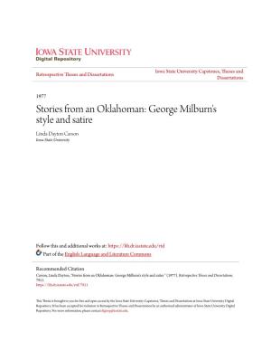 Stories from an Oklahoman: George Milburn's Style and Satire Linda Dayton Carson Iowa State University
