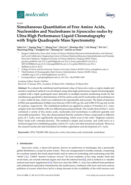 Simultaneous Quantitation of Free Amino Acids, Nucleosides