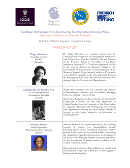 Caribbean Partnerships II: Co-Constructing Transformative Economic Policy Exploring a Heterodox and Feminist Approach
