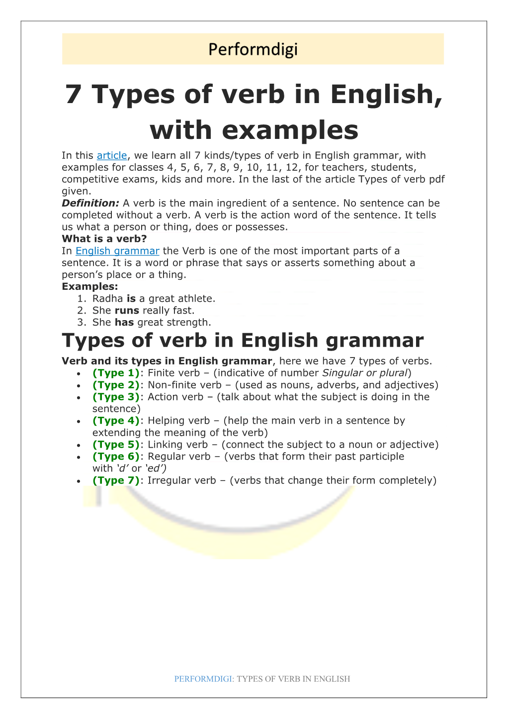 What Are The Types Of Verb In English Language