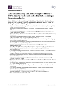 Anti-Inflammatory and Antinociceptive Effects of Ethyl Acetate Fraction of an Edible Red Macroalgae Sarcodia Ceylanica