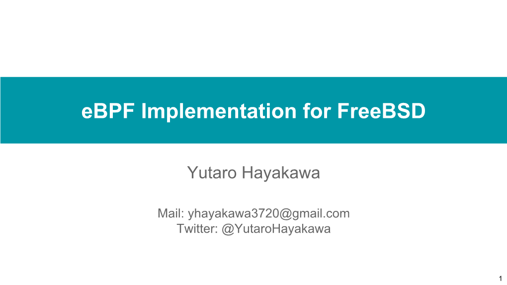 Ebpf Implementation for Freebsd