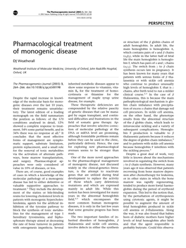 Pharmacological Treatment of Monogenic Disease DJ Weatherall 265