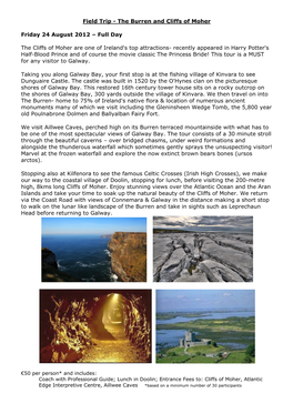 Field Trip - the Burren and Cliffs of Moher