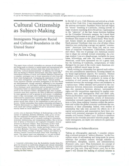 Cultural Citizenship As Subject-Making I 743 Celebrated for Their "Confucian Values" and Family and Child-Care Chores at Home