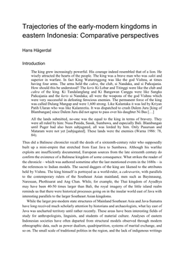 Trajectories of the Early-Modern Kingdoms in Eastern Indonesia: Comparative Perspectives