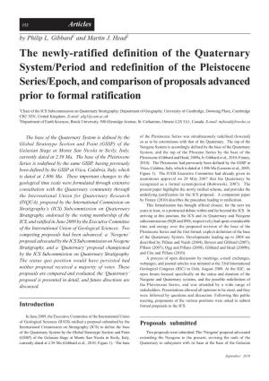 The Newly-Ratified Definition of the Quaternary System/Period and Redefinition of the Pleistocene Series/Epoch, and Comparison O
