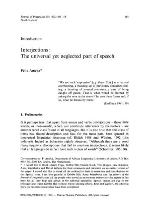 Interjections : the Universal Yet Neglected Part of Speech