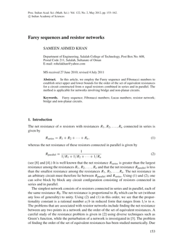 Farey Sequences and Resistor Networks