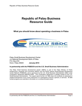 Republic of Palau Business Resource Guide