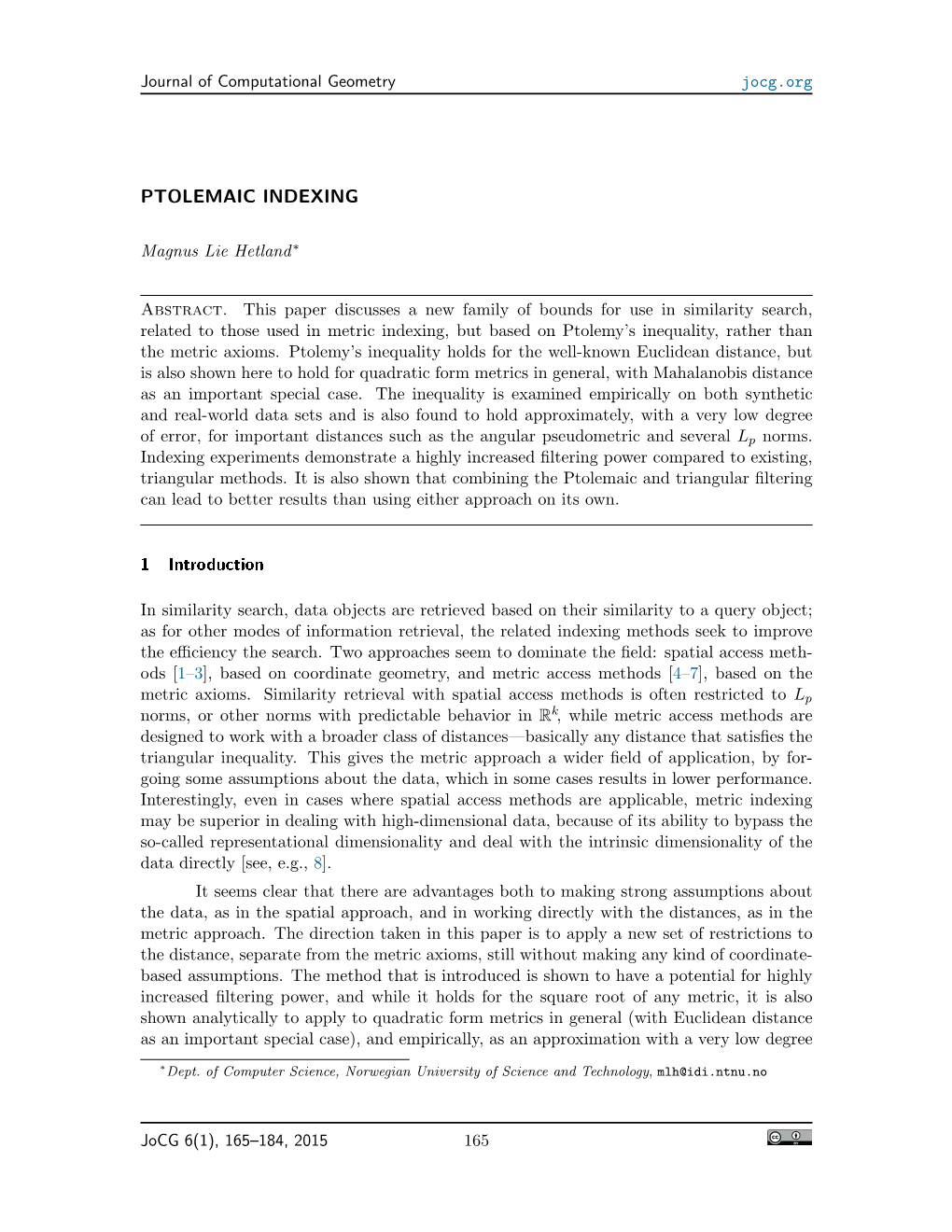 PTOLEMAIC INDEXING 1 Introduction