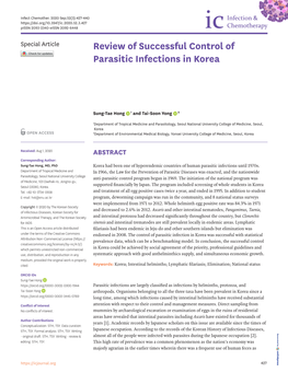 Review of Successful Control of Parasitic Infections in Korea