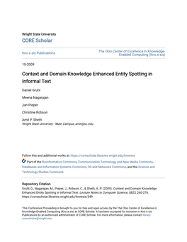 Context and Domain Knowledge Enhanced Entity Spotting in Informal Text