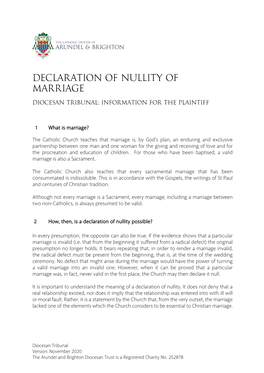 Declaration of Nullity of Marriage