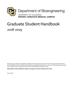 Graduate Student Handbook 2018-2019