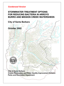 Stormwater Treatment Options for Reducing Bacteria in Arroyo Burro and Mission Creek Watersheds