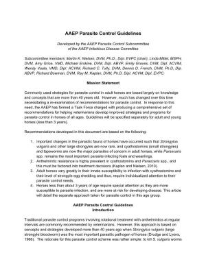 AAEP Parasite Control Guidelines