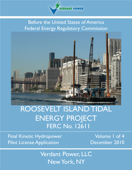 ROOSEVELT ISLAND TIDAL ENERGY PROJECT FERC No