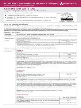 LONG TERM EQUITY FUND (An Open-Ended Equity Linked Savings Scheme with a 3 Year Lock-In)