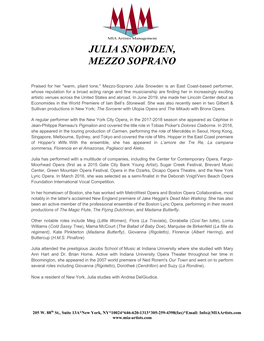 Julia Snowden, Mezzo Soprano