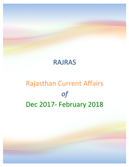 RAJRAS Rajasthan Current Affairs of Dec 2017- February 2018