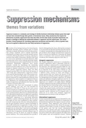 Suppression Mechanisms Reviews Suppression Mechanisms Themes from Variations