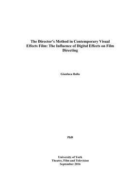 The Director's Method in Contemporary Visual Effects Film