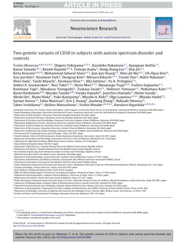 Two Genetic Variants of CD38 in Subjects with Autism Spectrum Disorder and Controls