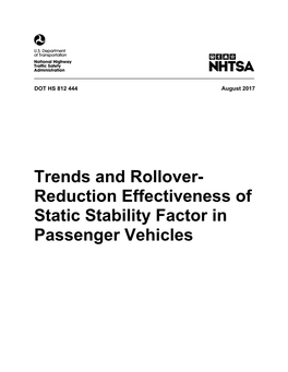 Reduction Effectiveness of Static Stability Factor in Passenger Vehicles DISCLAIMER