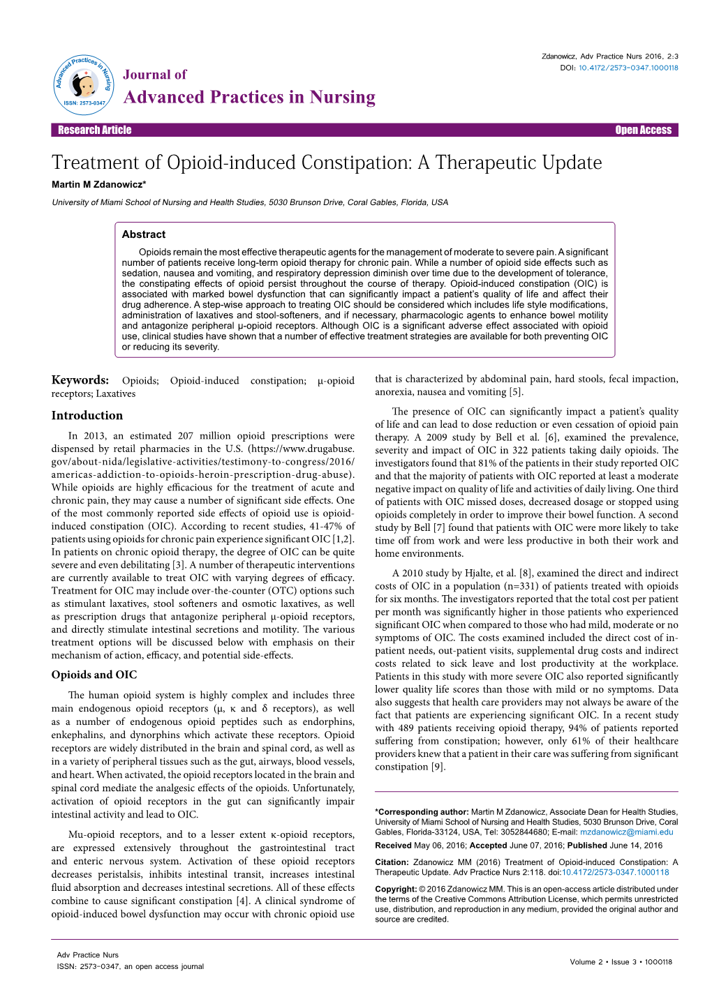 Treatment of Opioid-Induced Constipation