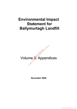 Environmental Impact Statement for Ballymurtagh Landfill